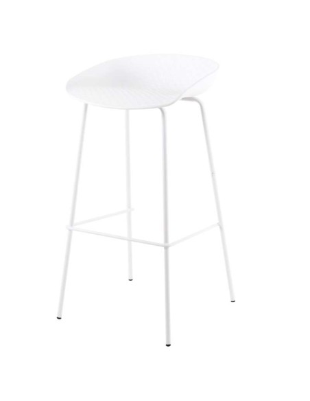 Taburete Alto SAGIN 62 cm, Metal / Plástico Blanco. Vackart