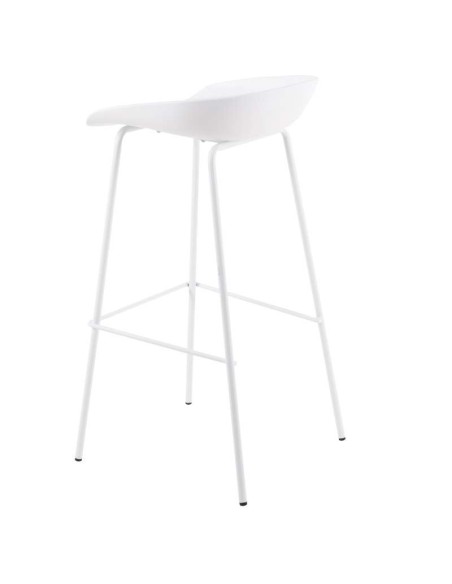 Taburete Alto SAGIN 62 cm, Metal / Plástico Blanco. Vackart