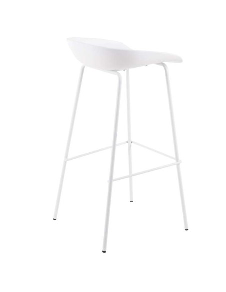 Taburete Alto SAGIN 62 cm, Metal / Plástico Blanco. Vackart