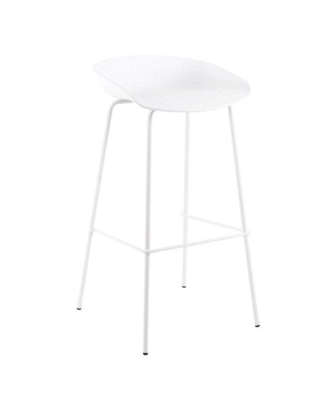 Taburete Alto SAGIN 62 cm, Metal / Plástico Blanco. Vackart