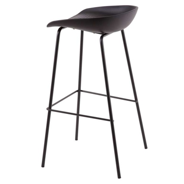 Taburete Alto SAGIN 62 cm, Metal / Plástico Negro. Vackart