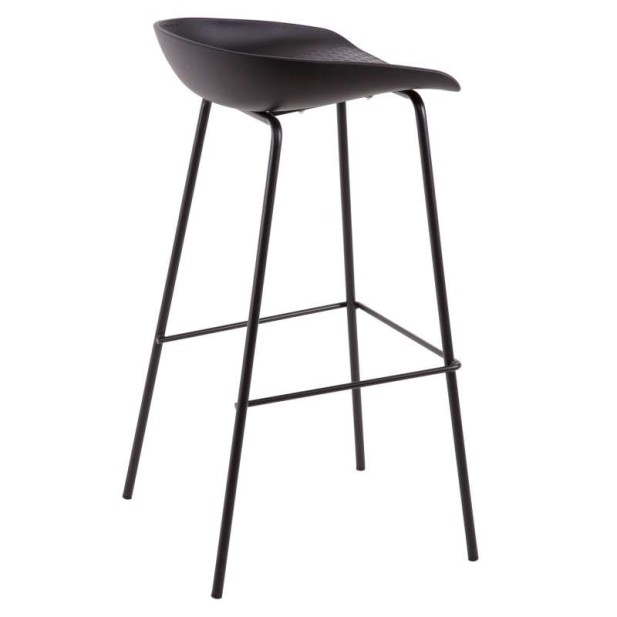 Taburete Alto SAGIN 62 cm, Metal / Plástico Negro. Vackart