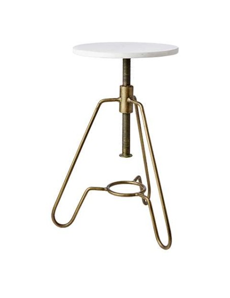 Taburete MILAN 45/67 cm Alto, Mármol Blanco / Latón - Affari. Vackart