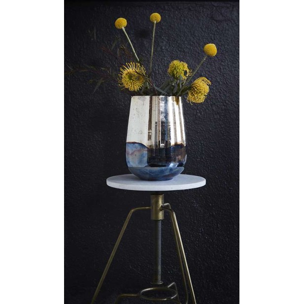 Taburete MILAN 45/67 cm Alto, Mármol Blanco / Latón - Affari. Vackart