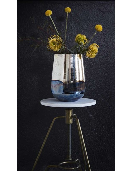 Taburete MILAN 45/67 cm Alto, Mármol Blanco / Latón - Affari. Vackart