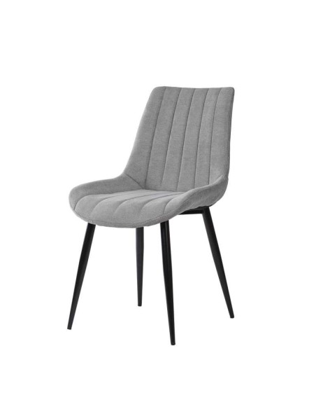 Silla MIDDEL, Metal Negro / Textil Gris Claro. Vackart