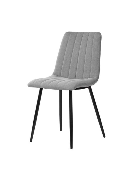 Silla STRIBER, Metal Negro / Textil Gris Claro. Vackart