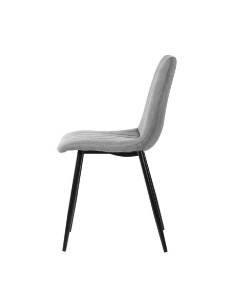 Silla STRIBER, Metal Negro / Textil Gris Claro. Vackart
