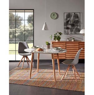 Mesa extensible OQUI ovalada 120(200)x90 cm, natural y blanco- Kave Home, Vackart 2
