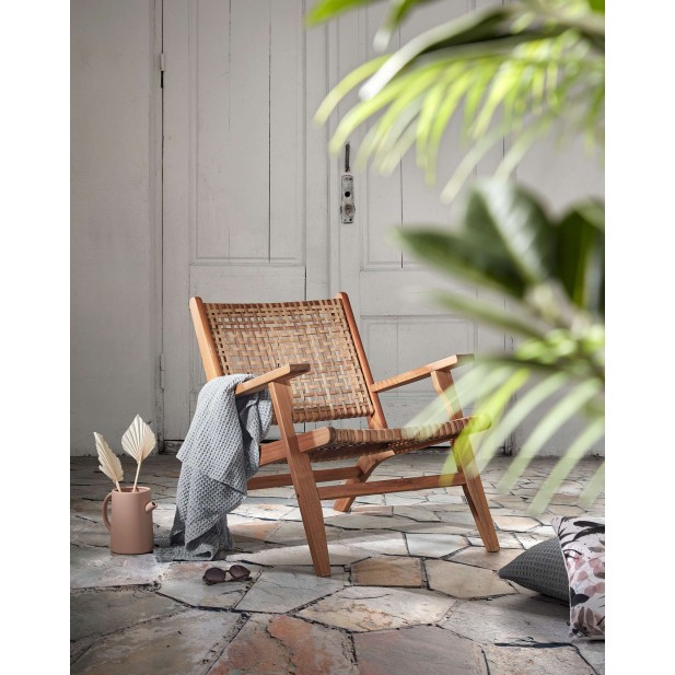 Sillón GRIGNOON, Acacia Natural y Mimbre - Kave Home. Vackart