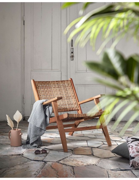 Sillón GRIGNOON, Acacia Natural y Mimbre - Kave Home. Vackart