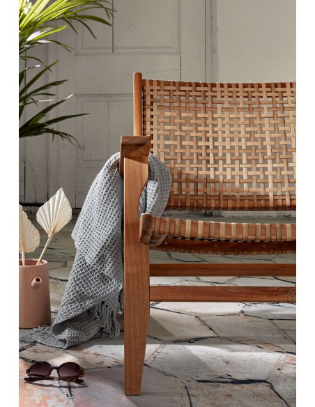 Sillón GRIGNOON, Acacia Natural y Mimbre - Kave Home. Vackart