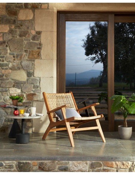 Sillón GRIGNOON, Acacia Natural y Mimbre - Kave Home. Vackart