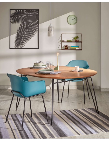 Mesa extensible NOVAC 120(200)x120 cm, chapa de roble natural - Kave Home, Vackart