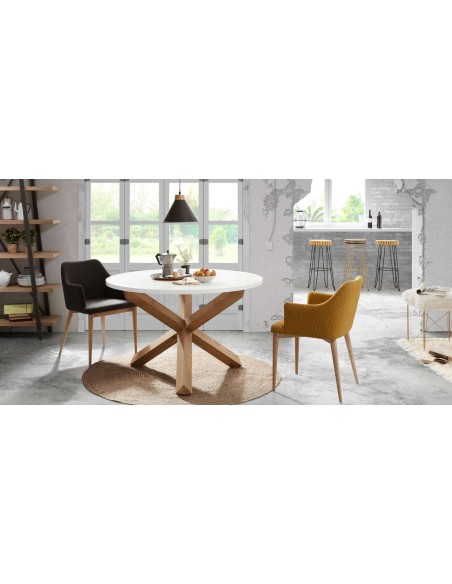 Mesa LOTUS Ø120 cm, de comedor, blanca - Kave Home, Vackart