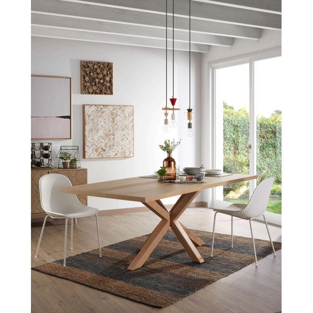 Mesa NEW ARGO 160 cm, Melamina Natural / Acero Efecto Madera - Kave Home, Vackart Mesa NEW ARGO 160 cm, Melamina Natural / Acero Efecto Madera - Kave Home, Vackart