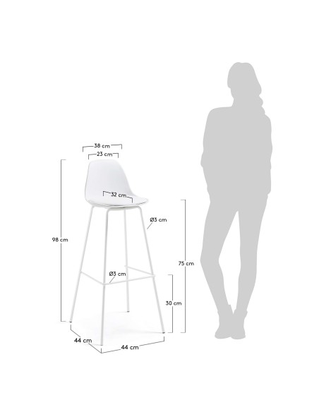 Taburete Alto BRIGHTER 75 cm, Blanco - Kave Home. Vackart