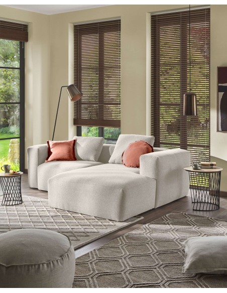 Sofá Blok 2 plazas chaise longue derecho beige 240 cm - Kave Home