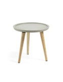 Mesa Auxiliar LUCY Ø40 cm, Cemento Gris / Madera Natural - Kave Home