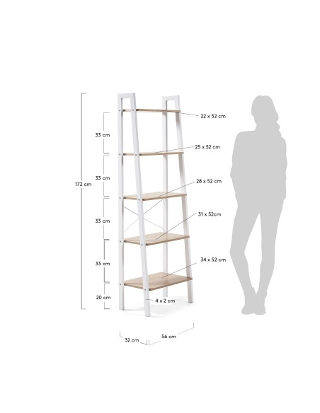 Estantería AARHUS, Metal Blanco / Natural - Kave Home. Vackart