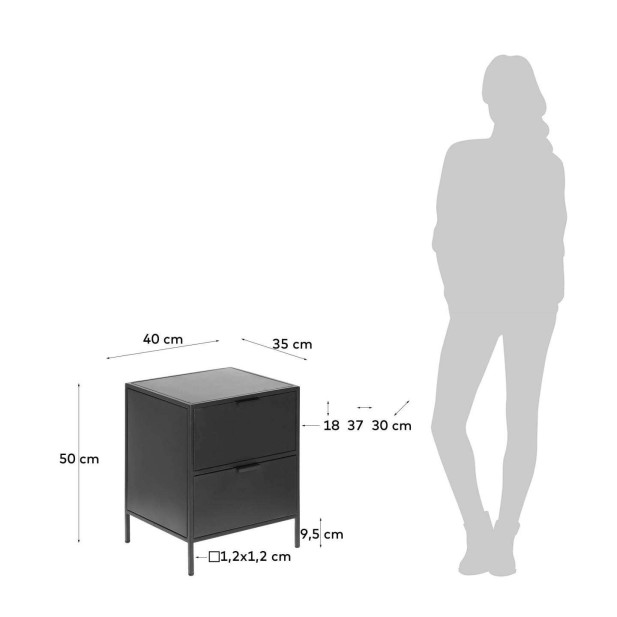 Mesita de Noche SHANTAY 40x50 cm, Metal Negro - Kave Home. Vackart