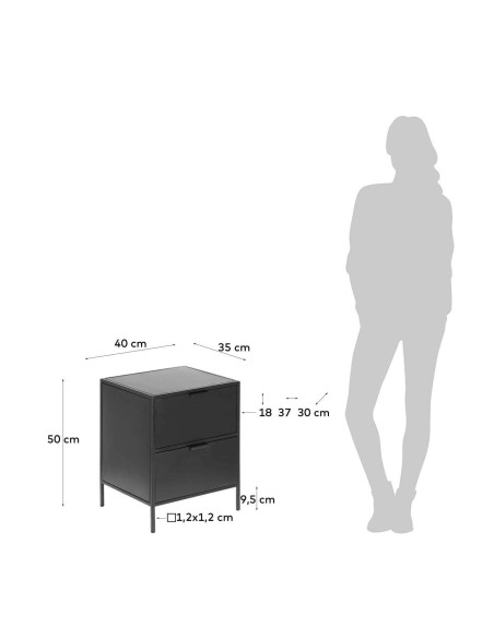 Mesita de Noche SHANTAY 40x50 cm, Metal Negro - Kave Home. Vackart