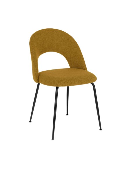 Silla MAHALIA, Textil Mostaza / Metal Negro - Kave Home. Vackart