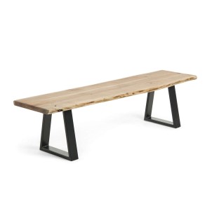 Banco ALAIA 180 cm, Acacia Natural / Metal Negro - Vackart. Los originales y exclusivos bancos de diseño de Kave Home en Vackart, tu tienda de diseño online.