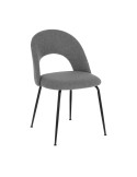 Silla MAHALIA, Textil Gris Claro / Metal Negro - Kave Home