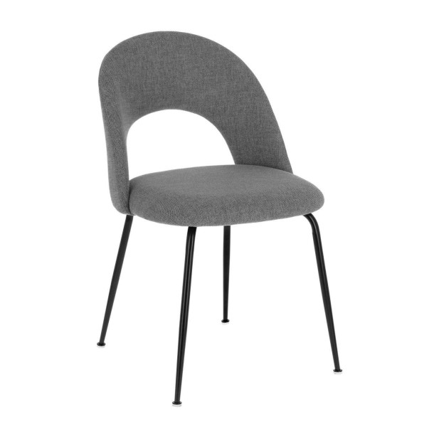 Silla MAHALIA, Textil Gris Claro / Metal Negro - Kave Home. Vackart