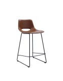Taburete ZAHARA - Alto 65 cm, Piel Sintética Marrón - Kave Home