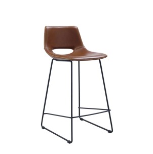 Taburete ZAHARA - Alto 65 cm, Piel Sintética Marrón - Vackart. Los exclusivos taburetes de diseño de Kave Home, en Vackart tu tienda de diseño online.