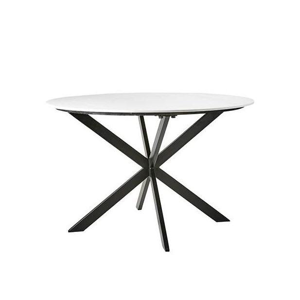 Mesa MILAN Ø120 cm de Comedor, Metal Negro / Mármol Blanco - Affari. Vackart