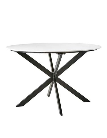 Mesa MILAN Ø120 cm de Comedor, Metal Negro / Mármol Blanco - Affari. Vackart