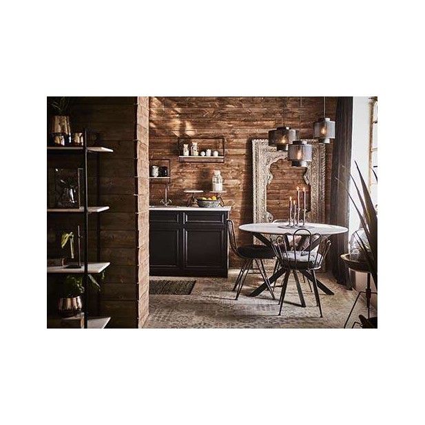 Mesa MILAN Ø120 cm de Comedor, Metal Negro / Mármol Blanco - Affari. Vackart