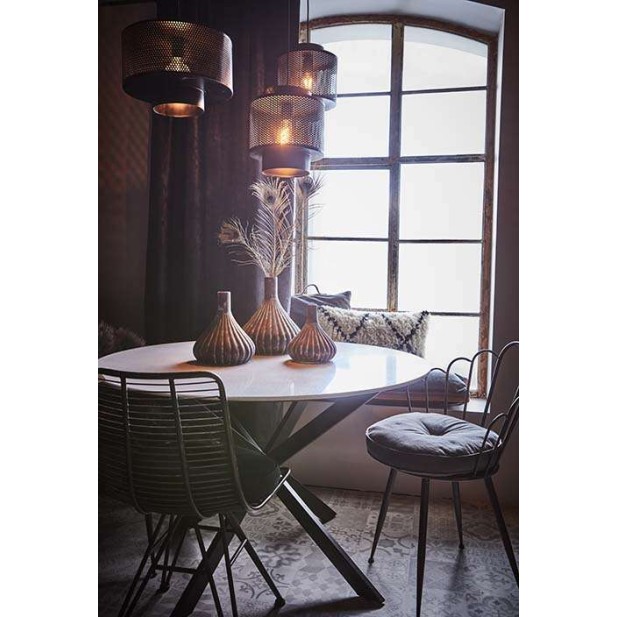 Mesa MILAN Ø120 cm de Comedor, Metal Negro / Mármol Blanco - Affari. Vackart