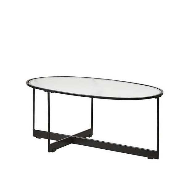 Mesa MILAN de Centro 90x50 cm, Hierro Negro / Cristal - Affari. Vackart