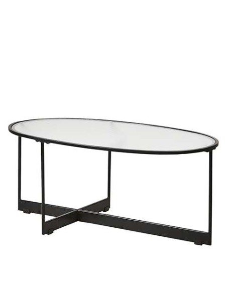 Mesa MILAN de Centro 90x50 cm, Hierro Negro / Cristal - Affari. Vackart