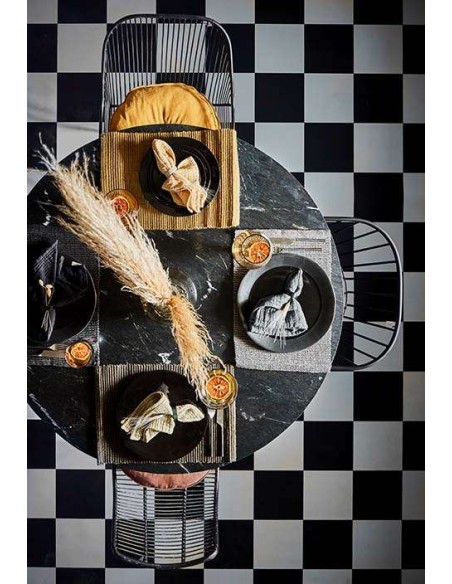 Mesa MILAN Ø120 cm de Comedor, Hierro / Mármol Negro - Affari. Vackart