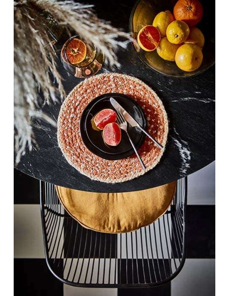 Mesa MILAN Ø120 cm de Comedor, Hierro / Mármol Negro - Affari. Vackart