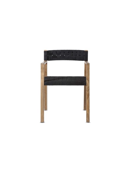 Silla CORA, Teca Reciclada Natural / Cuerda Negra - Dareels. Vackart