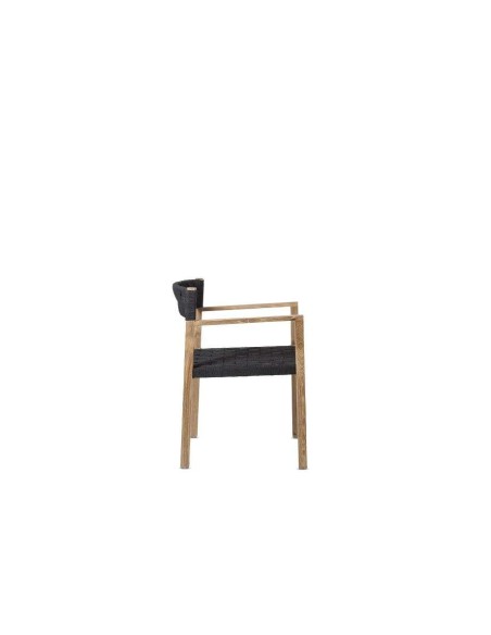 Silla CORA, Teca Reciclada Natural / Cuerda Negra - Dareels. Vackart