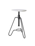 Taburete MILAN 45/67 cm Alto, Mármol Blanco / Metal Negro - Affari