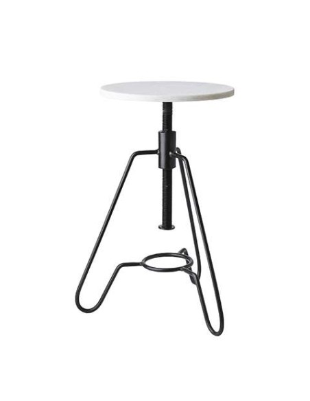 Taburete MILAN 45/67 cm Alto, Mármol Blanco / Metal Negro - Affari. Vackart