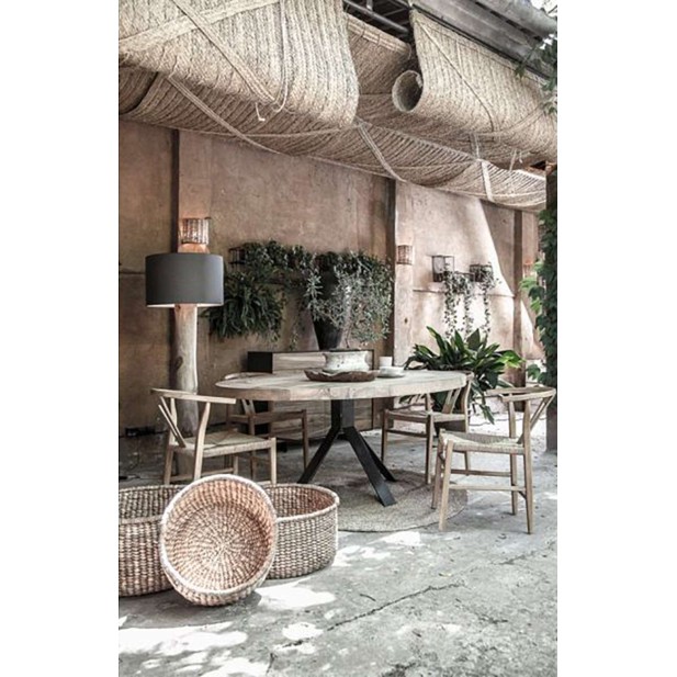 Mesa JATI Ø180 cm de Comedor, Teca Reciclada / Hierro - Dareels. Vackart