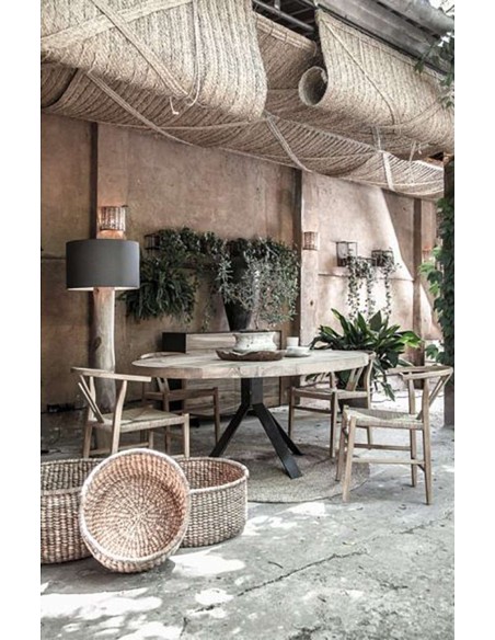 Mesa JATI Ø180 cm de Comedor, Teca Reciclada / Hierro - Dareels. Vackart