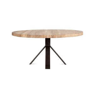 Mesa JATI Ø180 de Comedor, Teca Reciclada / Hierro - Dareels. Las originales y exclusivas mesas de diseño de Dareels en Vackart, tu tienda de diseño online.