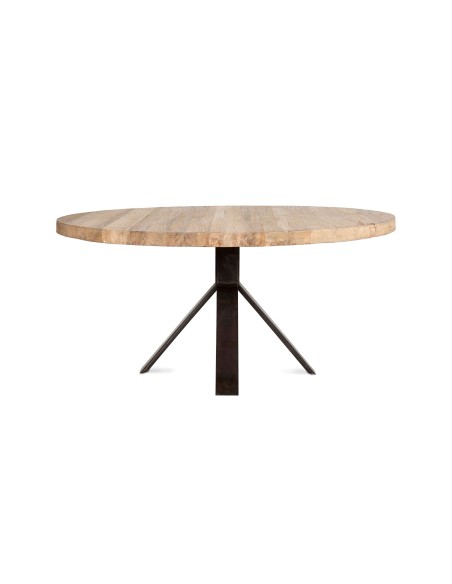 Mesa JATI Ø130 cm de Comedor, Teca Reciclada / Hierro - Dareels. Vackart