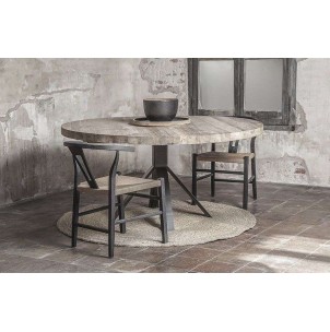 Mesa JATI Ø130 cm de Comedor, Teca Reciclada / Hierro - Dareels. Vackart 2