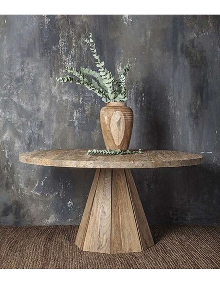Mesa JATI WL Ø160 de Comedor, Teca Reciclada - Dareels. Vackart